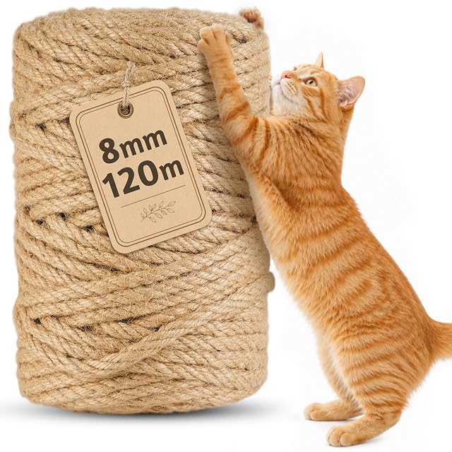 120m Cuerda de Sisal Natural 8mm - para Rascadores de Gatos