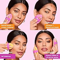 Vista 7 de Real Techniques Miracle 2-In-1 Powder Puff 2 Pack, Dual-Sided, Full Size Makeup Blending Puff, Reversible Elastic Band, Makeup Sponge & Powder Puff