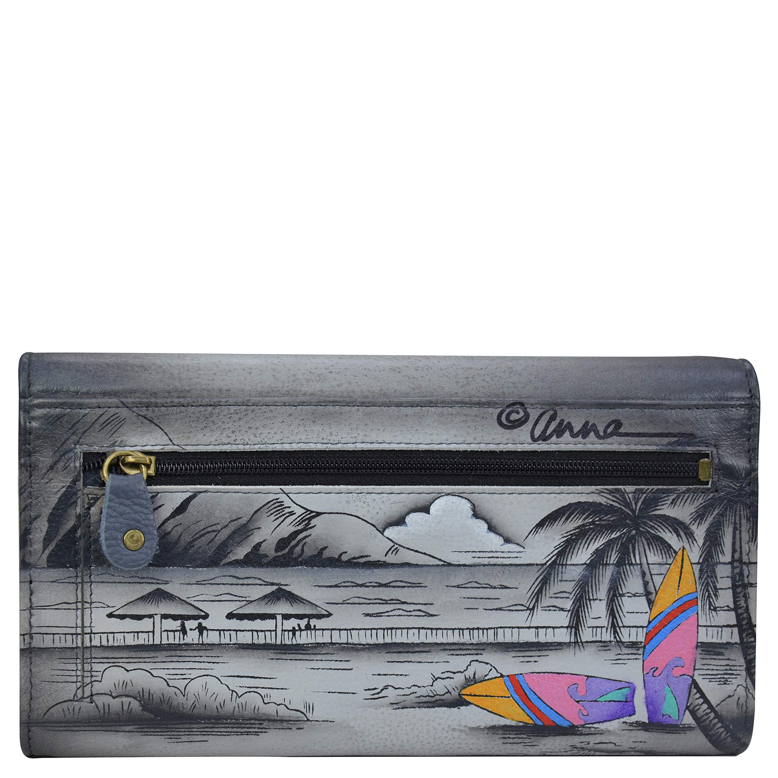 Cartera organizadora de cuero pintado a mano para mujer, happy camper 2