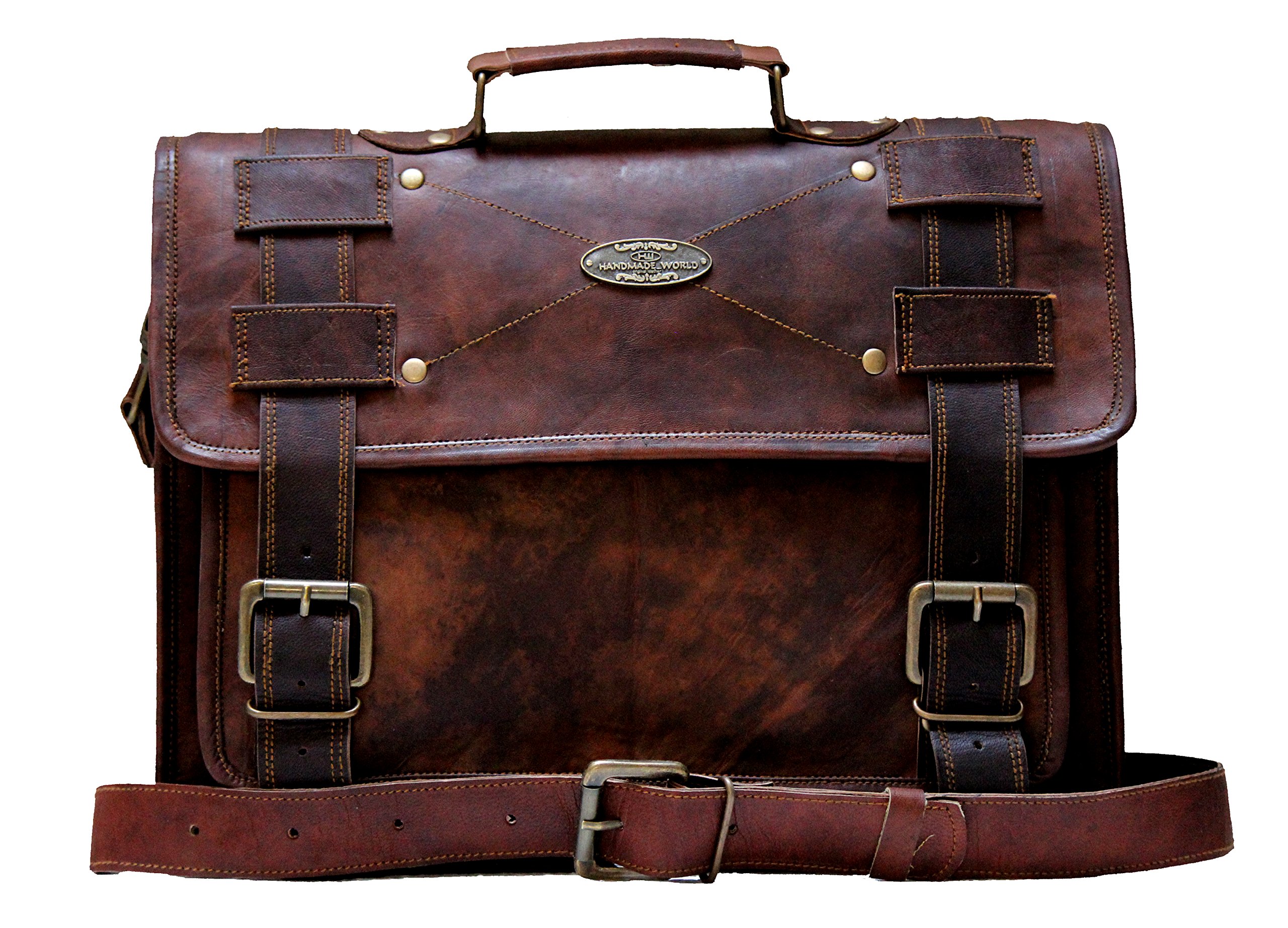Handmade World Vintage Handmade Leather Messenger Bag For Laptop Computer  Men Brown Leather Office Work Briefcase Satchel