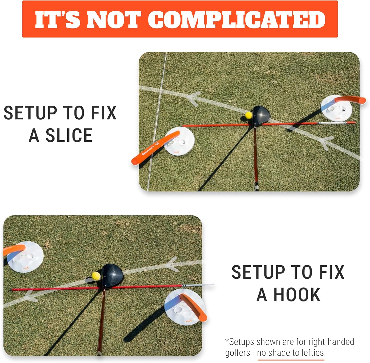 WHYGOLF Alignment Discs Lite, Compact Golf Swing Trainer and Alignment Sticks Set with 2 Discs and 2 Foam Rods, Portable Golf Training Aid and Practice Accessory