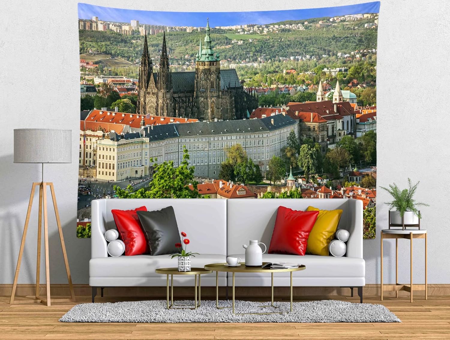 10x6.5ft Fabric St. Vitus Cathedral Backdrop Prague Castle Czech Landmark Photography Background Travel Tourist Attraction Pictures Banner Nature Tapestry Birthday Party Decorations Photo Props