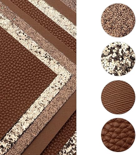 Miniatura 2 de David accessories Juego de 8 piezas de 7.7 x 12.9 pulgadas (7.9 in x 13.0 in), color marrón, hojas de piel sintética con purpurina, mezcla de cuero