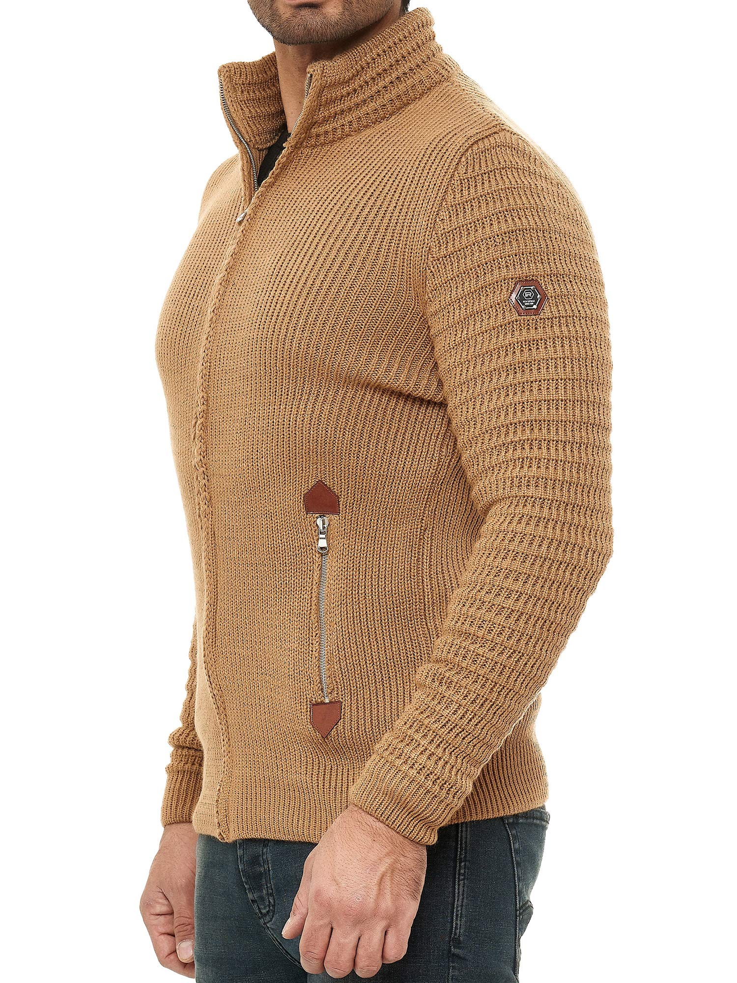 Redbridge Herren Strickjacke Cardigan mit Stehkragen Basic Luxury