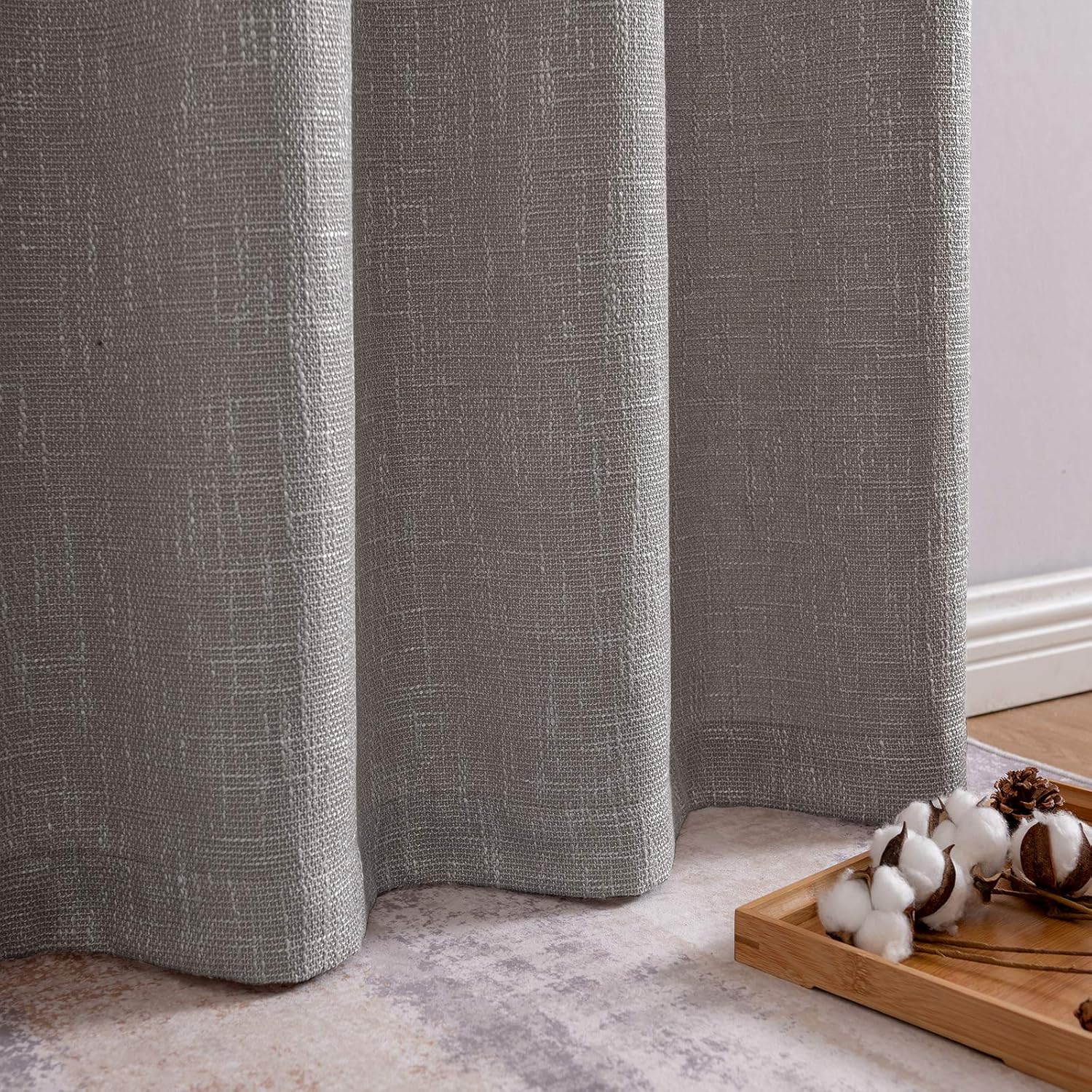 jinchan Burlap Linen Curtains for Living Room Light Filtering Farmhouse Curtains Grommet Top Window Curtain Panels for Bedroom Room 72 Inch Length 2 Panels Grey : Home & Kitchen