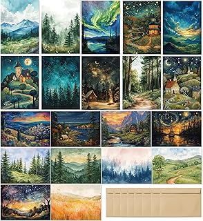 Blank Cards with Envelopes All Occasion,Whimsical Watercolor illustration Design Blank Greeting Cards 4x6,40Pack -Blank Greeting Cards,Note Cards with Matching Peel-and-Seal Rustic Envelopes