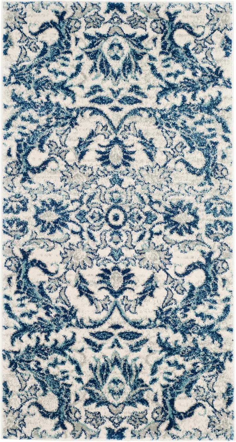 SAFAVIEH Evoke Collection 2'2" x 4' Ivory/Blue EVK238C Non-Shedding Living Room Bedroom Accent Rug