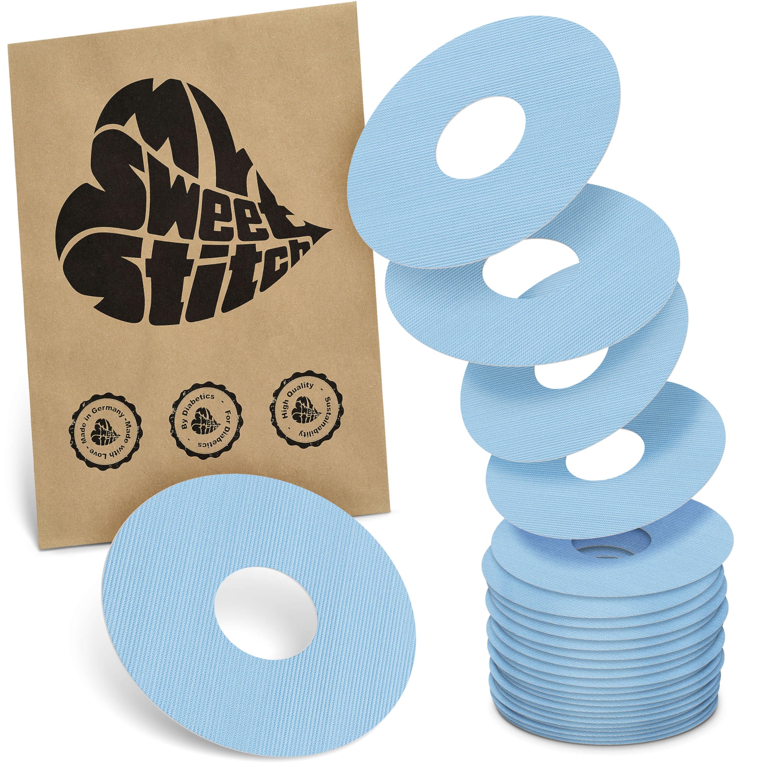 MySweetStitch, 25 x Freestyle Libre 3 Round Patches, Ring Patch diameter 60mm, Inner diameter 20mm, Waterproof, Breathable