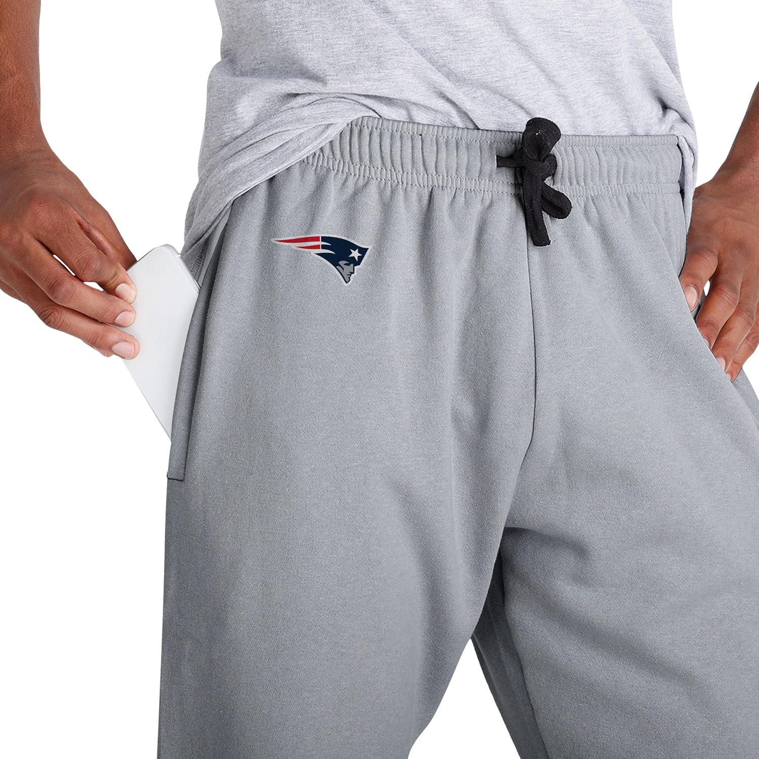 FOCO NFL Men's Officially Licensed Heathered Gray Primary Logo Wordmark Team Stripe Football Sweatpants Joggers Pants