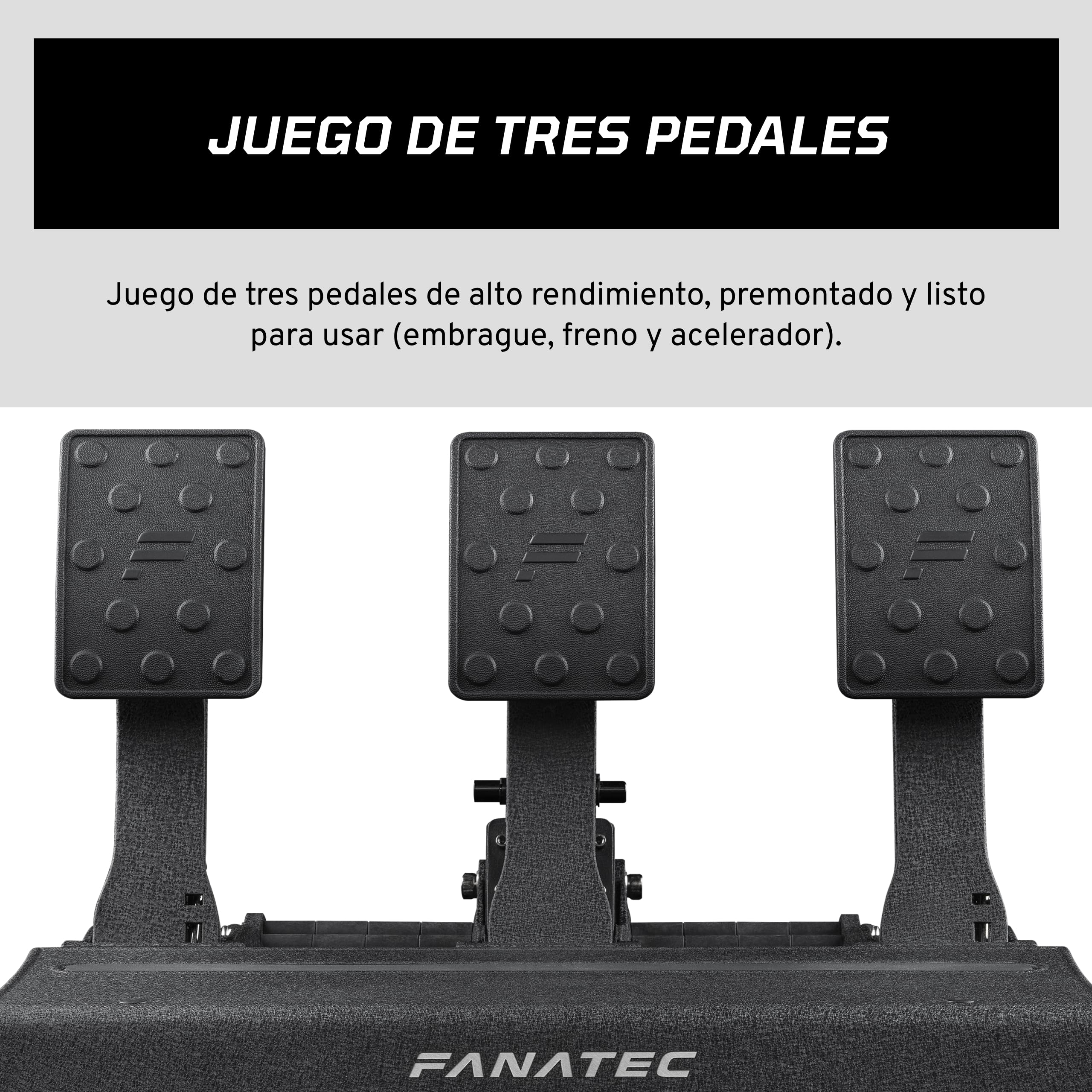 Fanatec Sim Racing CSL Elite Pedals V2 – Juego de 3 Pedales Sim Racing (Embrague, Freno, Acelerador), Sistema de Freno con Célula de Carga de Doble Etapa, Sensores de Efecto Hall – PC, PS5, PS4