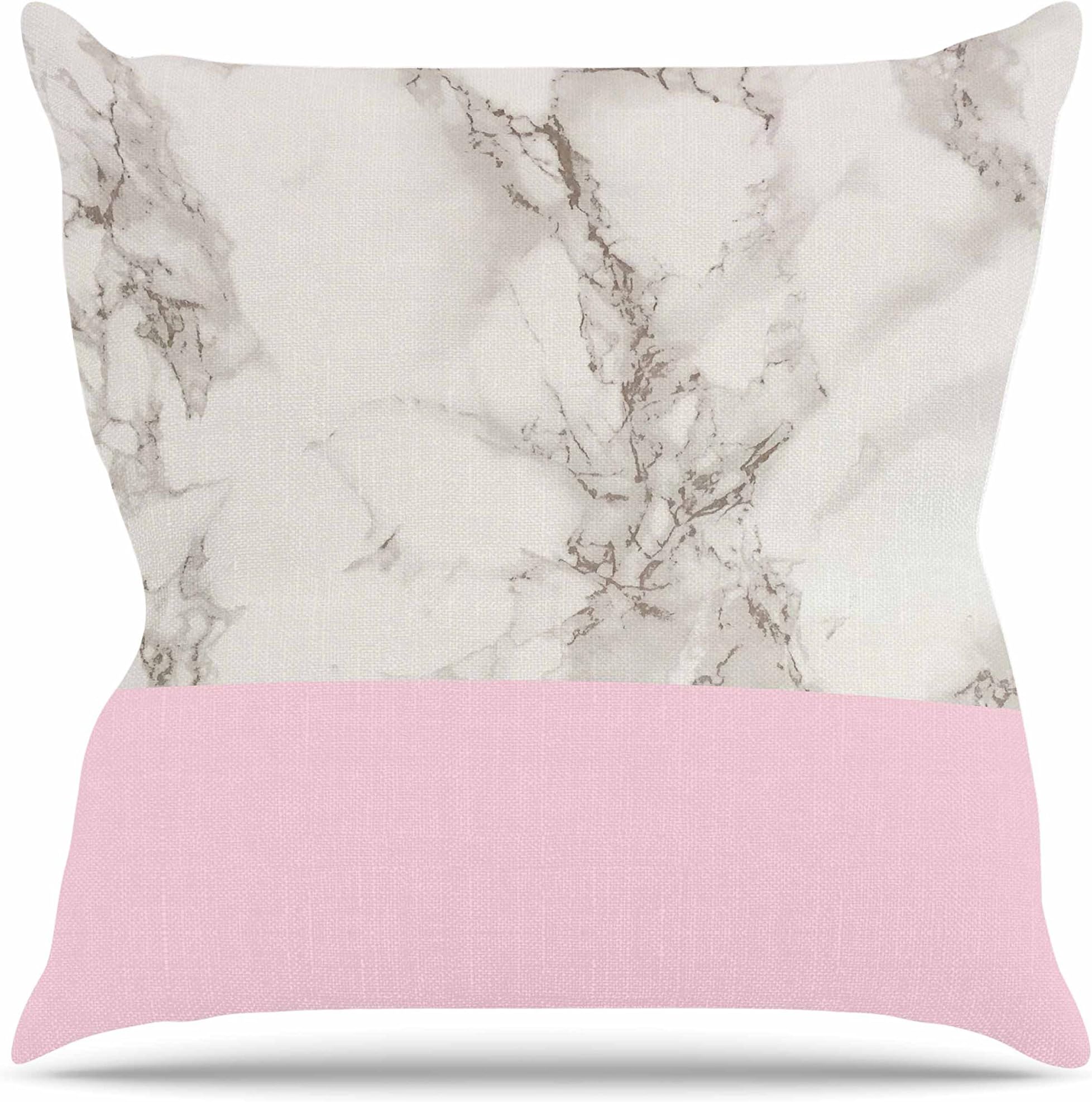 KESS InHouse SC2179AOP03 18 x 18-Inch "Suzanne Carter Marble And Pink Block Modern Contemporary" Outdoor Throw Cushion - Multi-Colour