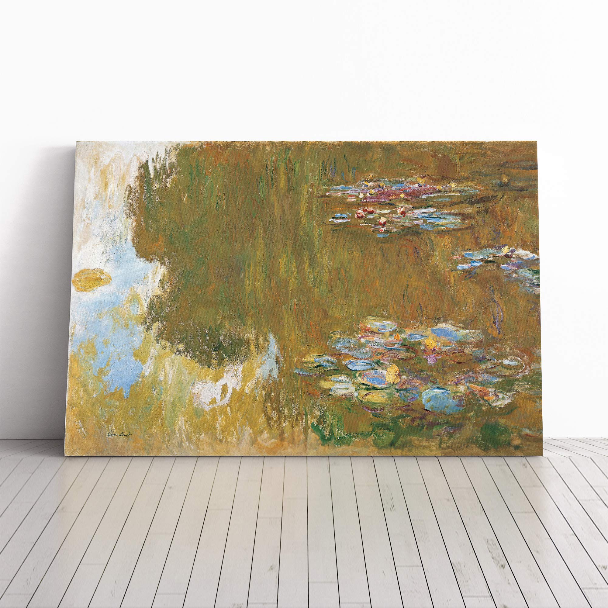 Claude Monet The Water Lilly Pond (2) Canvas Print | Gallery Wrapped 30mm Frame Wall Art | 30x20 inches | Ready to Hang | Modern Picture | Living Room Bedroom Lounge Office