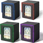 Card Deck Box for MTG Commander, Magnetic Card Display Case,TCG Card Storage Box, Holds 100 Double-Sleeved Cards, Gray & Blue