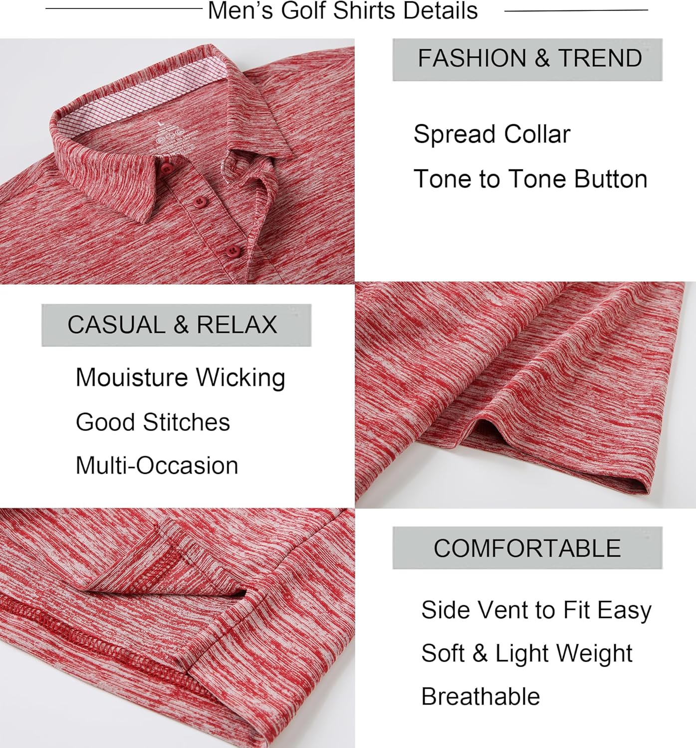 Alex Vando Mens Golf Shirt Moisture Wicking Quick-Dry Short Sleeve Casual Polo Shirts for Men - Image 4