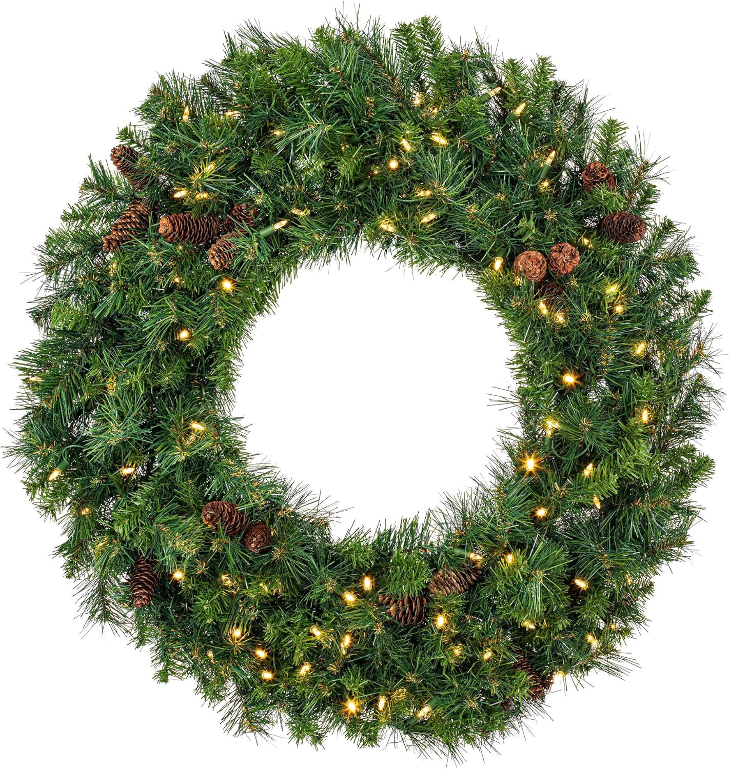 Vickerman 60" Cheyenne Pine Artificial Christmas Wreath with 860 PVC Tips - Indoor and Outdoor Use- Seasonal Holiday Decor - Featuring Pinecones for a Realistic Look