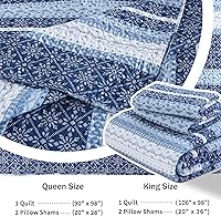 Vista 128 de Homzard King Size Quilt Set, Grey White Snowflake Striped Comforter Set,Cotton Gray Bedspread King Size, Lightweight Comforter Fall Bedding 3 Piece