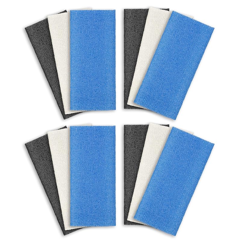 ARCH&M Bucha Esfoliante para Banho, Pacote com 12, Preta, Off-White e Azul-Marinho