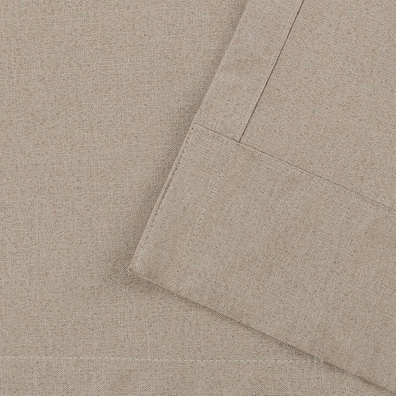 LANTIME Sand Beige Blackout Pinch Pleated Drapes, Pencil Pleated Faux Linen Textured Window Curtains, 120" W x 84" L, 2 Panels