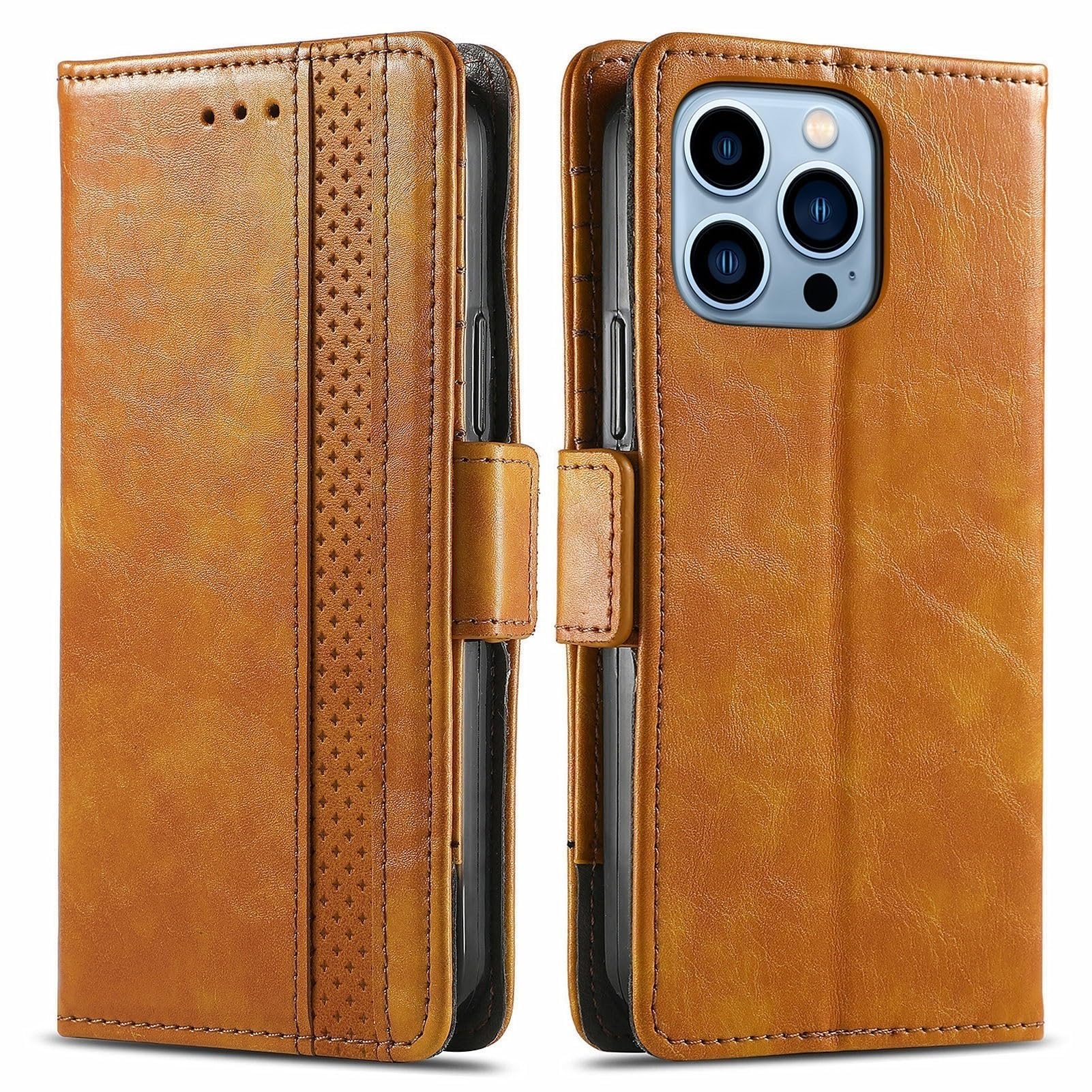 Coque iPhone 16 antichoc orange et étui antivol RFID luxe