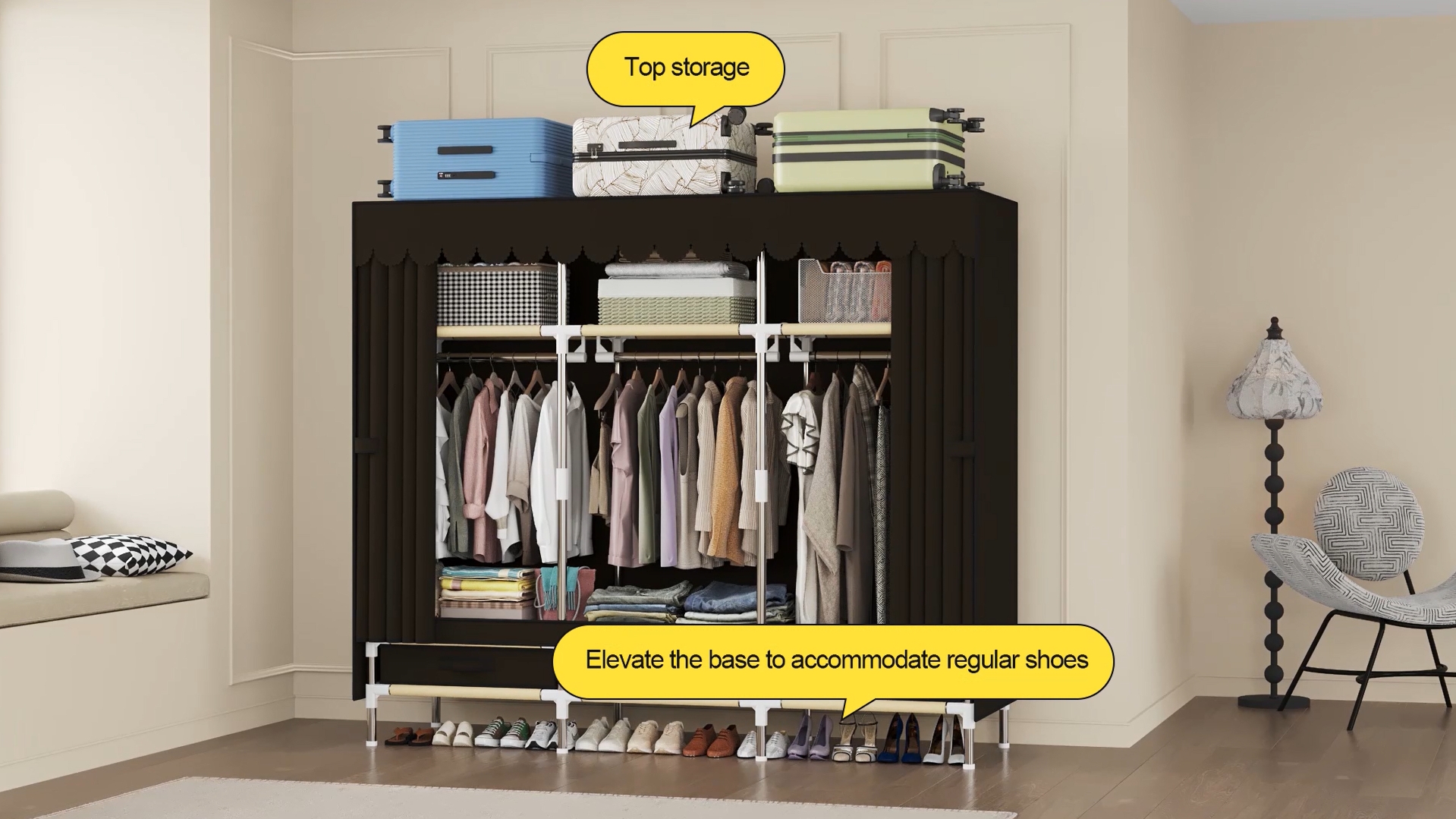 Amazon.com: LEAIJIAFY Portable Amories Closet Wardrobe with Non