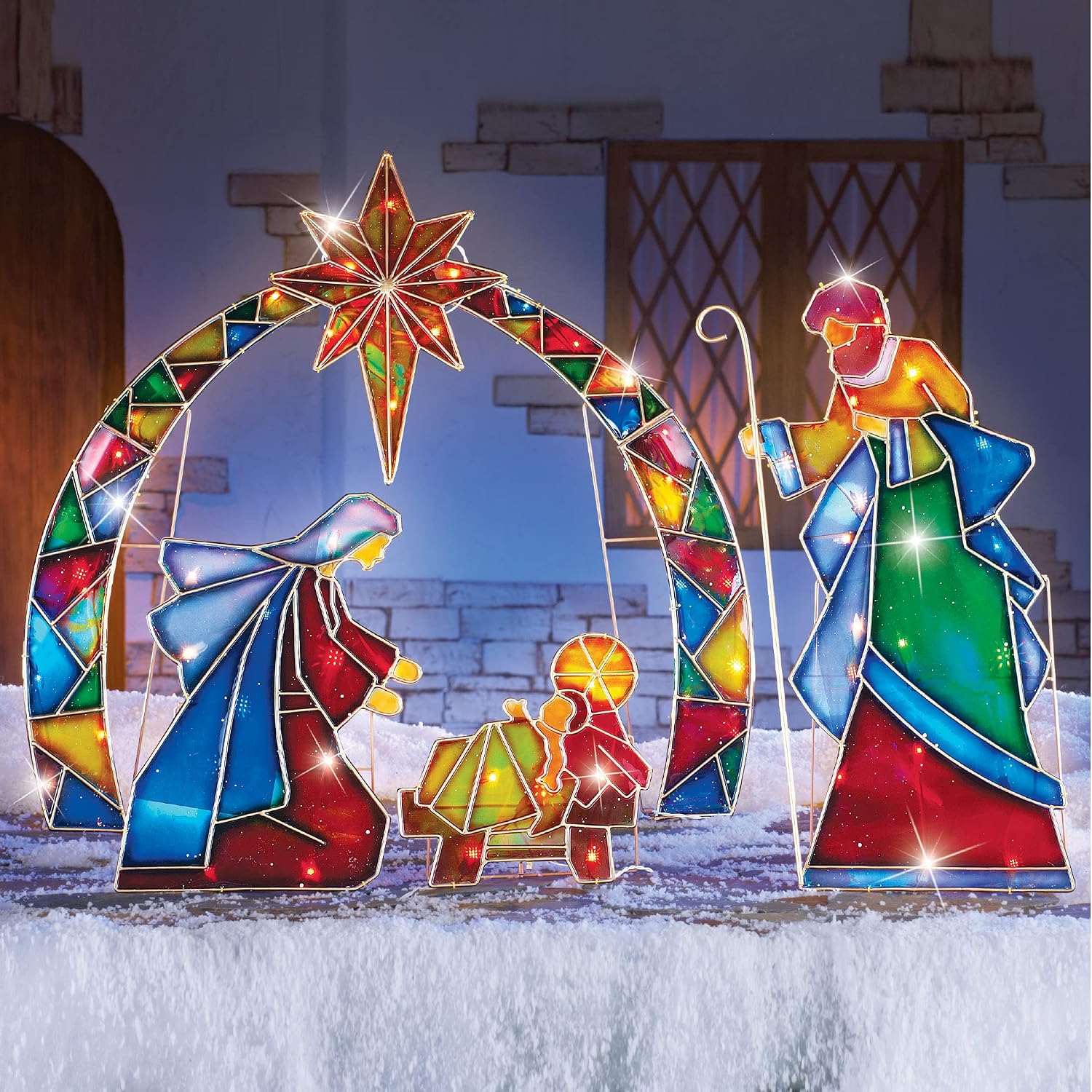 Collections Etc Lighted Outdoor Arch with Star of Bethlehem image 3