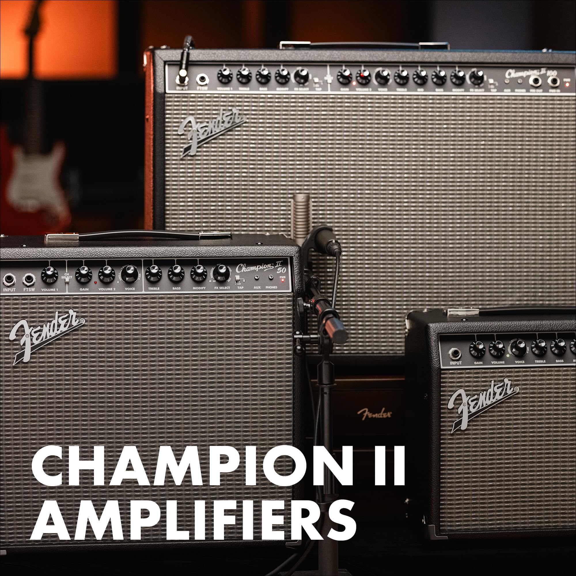 Fender Champion II 25 Gitarrenverstärker, 25 Watt, mit 2 Jahren Garantie, verfügt über 12 integrierte Effektmodelle