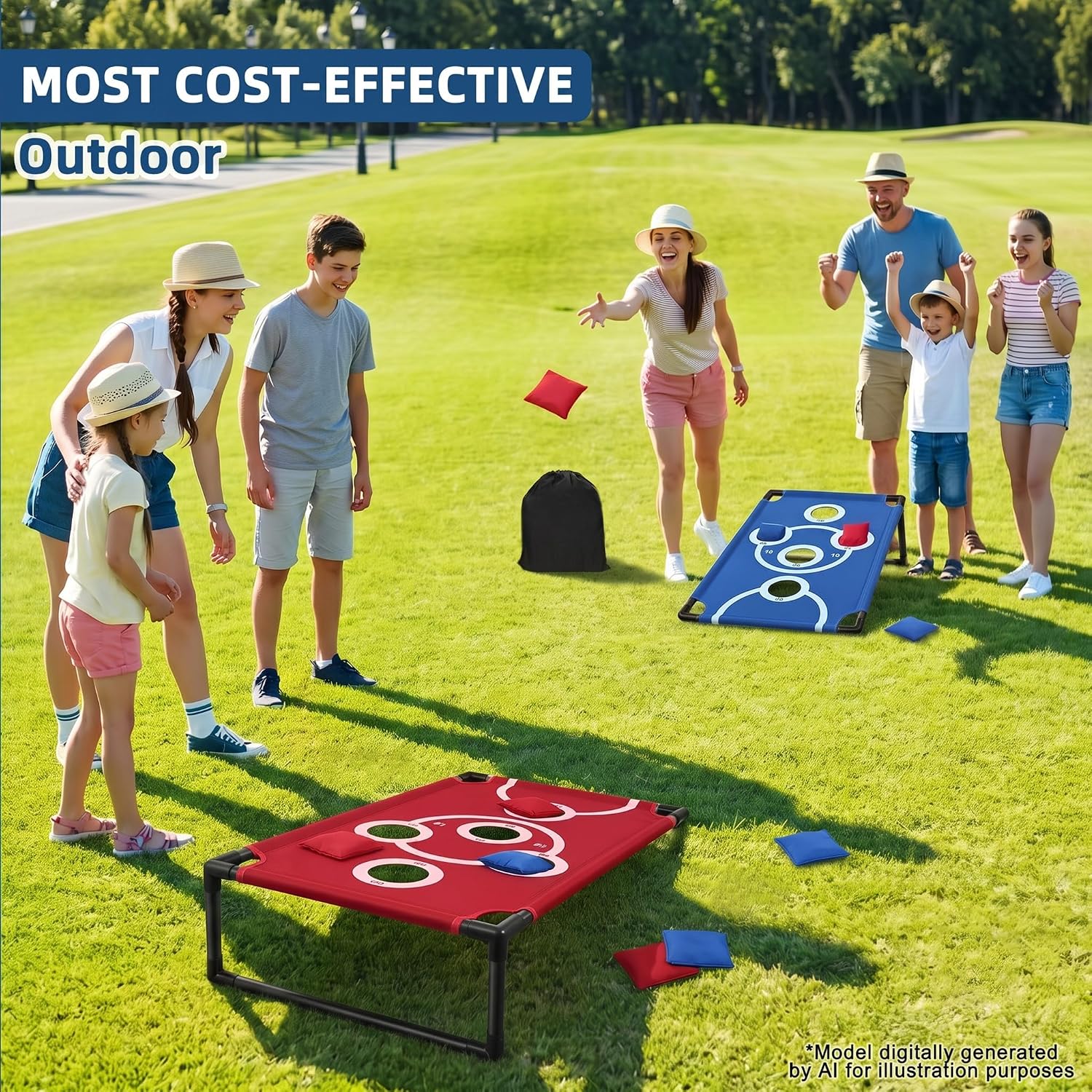 Portable Cornhole Board Set PVC with 8 Bean Bags,Corn Hole Toss Game for Indoor or Outdoor,Great for Camping,Beach and Yard Fun