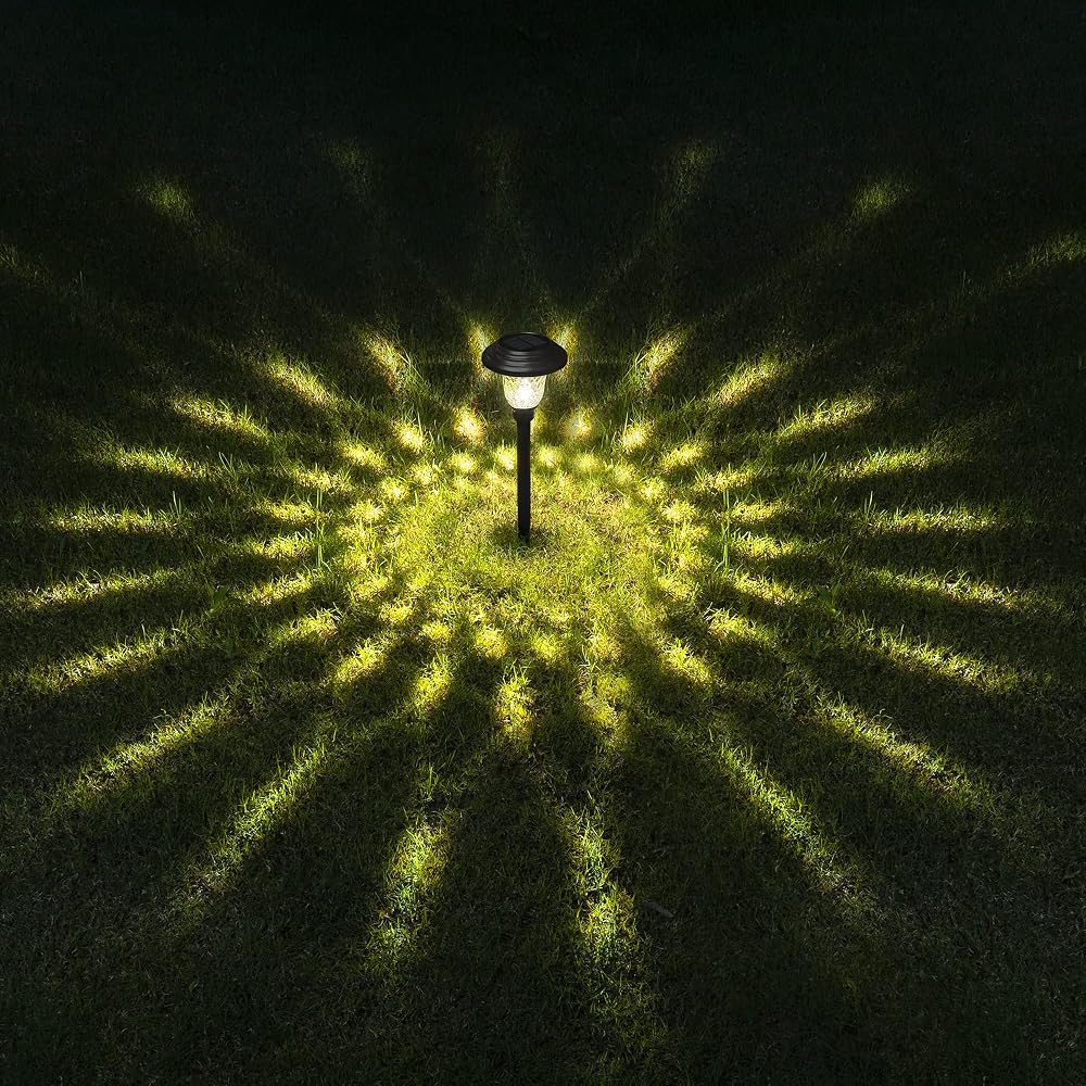 GIGALUMI 8 Pack Solar Pathway Lights, Solar Garden Lights Outdoor Warm White, Waterproof Led Path Lights for Yard, Patio, Landscape, Walkway (Black)