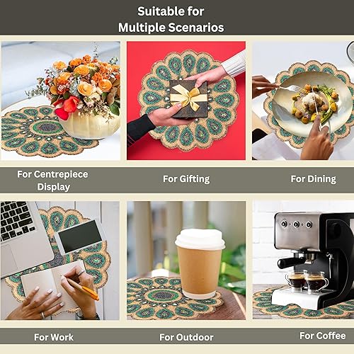 Miniatura 8 de Tapete de mesa con cuentas, tapete de cuentas para mesa de café, manteles individuales redondos con cuentas, manteles individuales con cuentas para