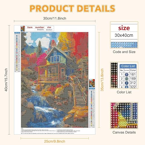 Miniatura 2 de Forest House - Kits de pintura de diamantes para adultos, kits de pintura de diamante 5D para principiantes, pintura de bricolaje con puntos de