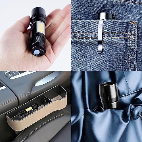 Miniatura 7 de KunHe Paquete de 10 mini linternas LED pequeñas recargables por USB, linterna de camping a granel, linterna brillante de alto lúmenes EDC