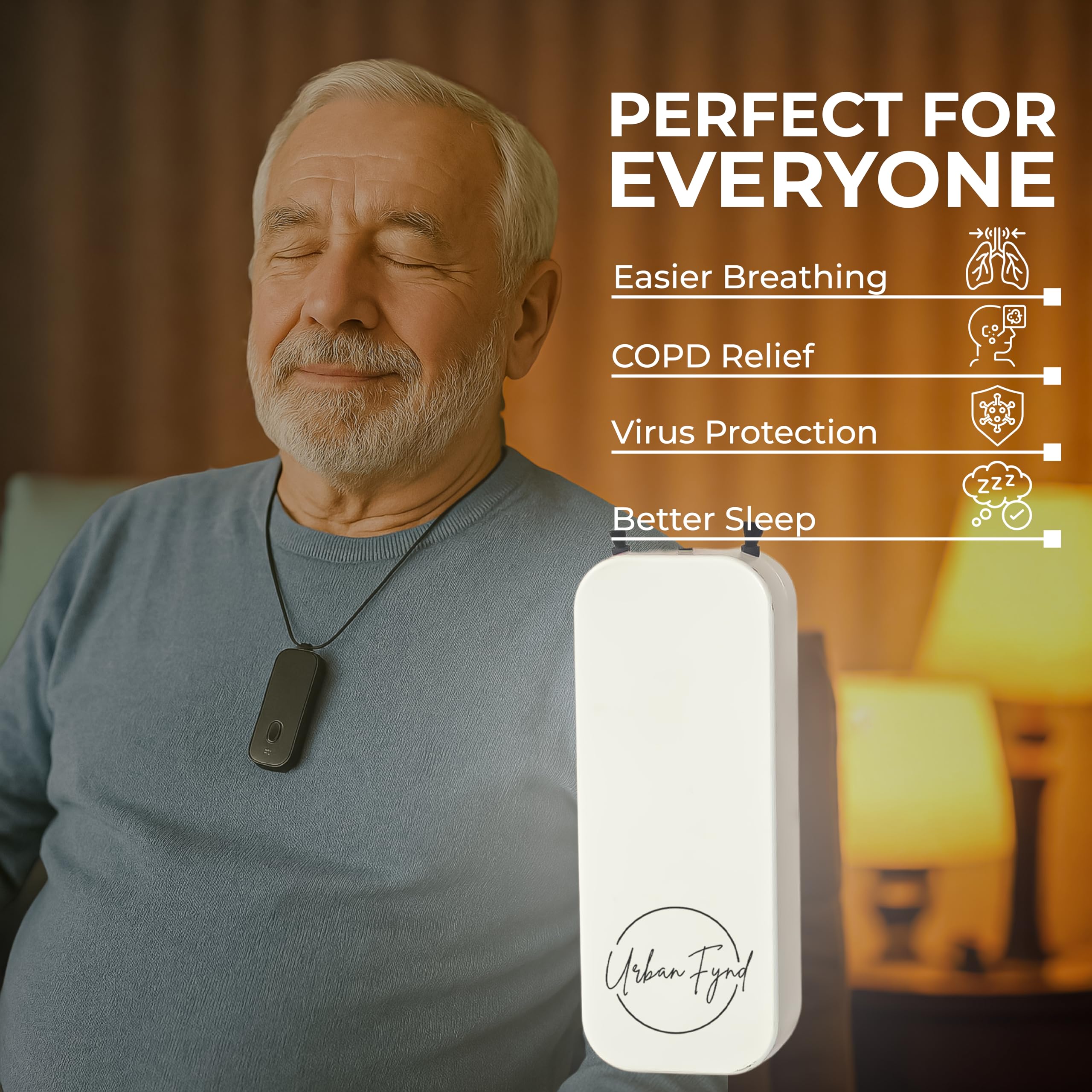 URBAN FYND Wearable & Portable Air Purifier | Filterless Personal Air Cleaner w/Neck Strap | Rechargeable Silent Use | Removes Dust, Smoke & Odours | Ideal for Travel, Office, Allergies (Black) 3