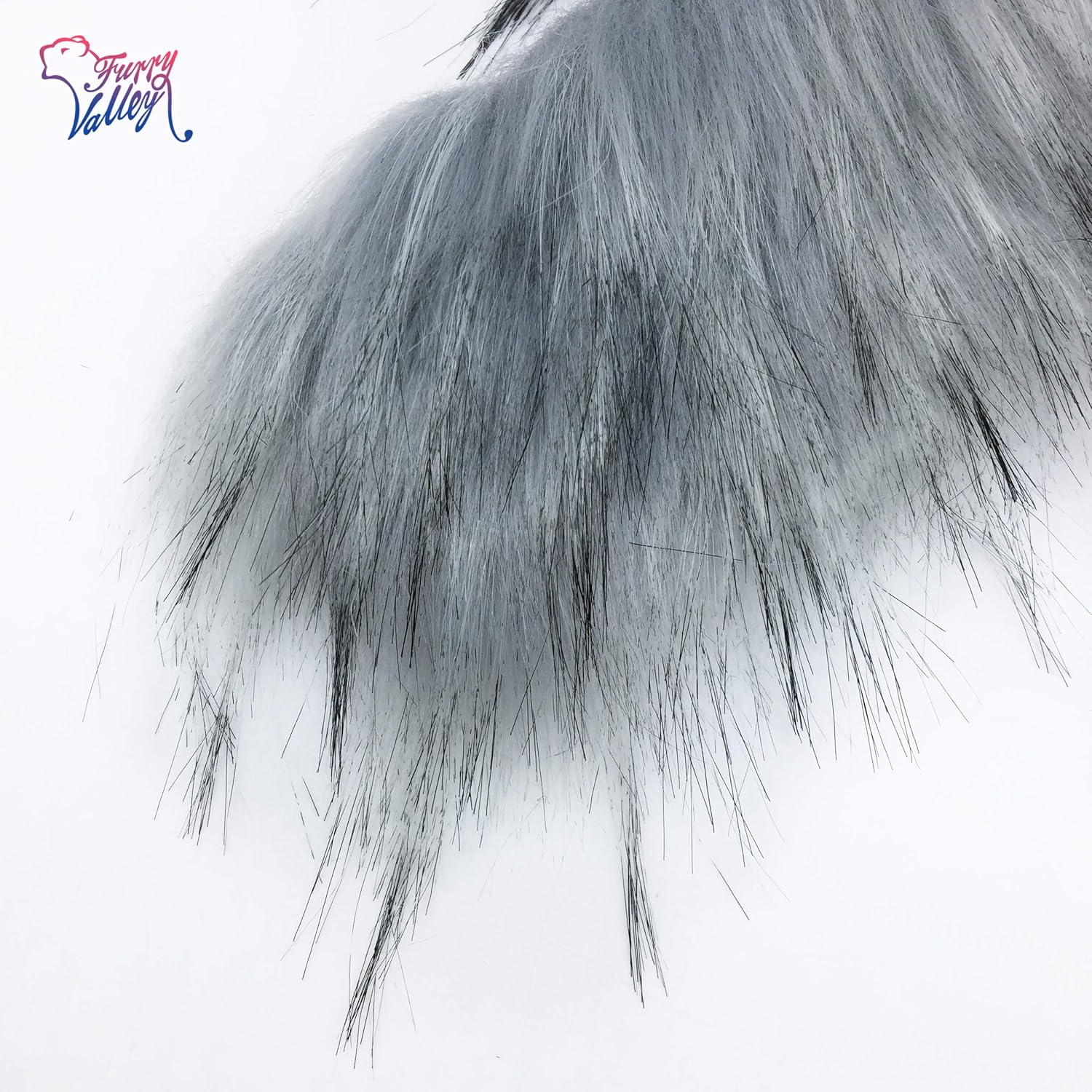 Furryvalley Faux Fur Trim Raccon Fox Fur Ribbon Craft Furry Stripe for Slippers Slides Fringe 2 Yards (Light Gray) (Pack of 2)