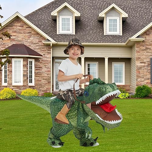 Miniatura 2 de One Casa - Disfraz inflable de dinosaurio para montar en T-Rex divertido disfraz de Halloween para niños