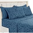 Elegant Comfort Luxury Soft Bed Sheets Paisley Pattern - 1500 Premium Hotel Quality Microfiber Softness Wrinkle and Fade Resistant (6-Piece) Bedding Set, California King, Paisley Navy Blue