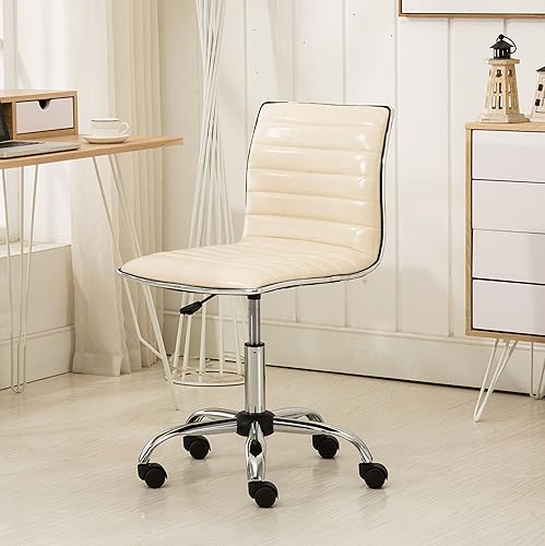 Miniatura 7 de Roundhill Furniture Fremo Chromel - Silla de oficina ajustable con elevación de aire, color beige Beige,Blanco