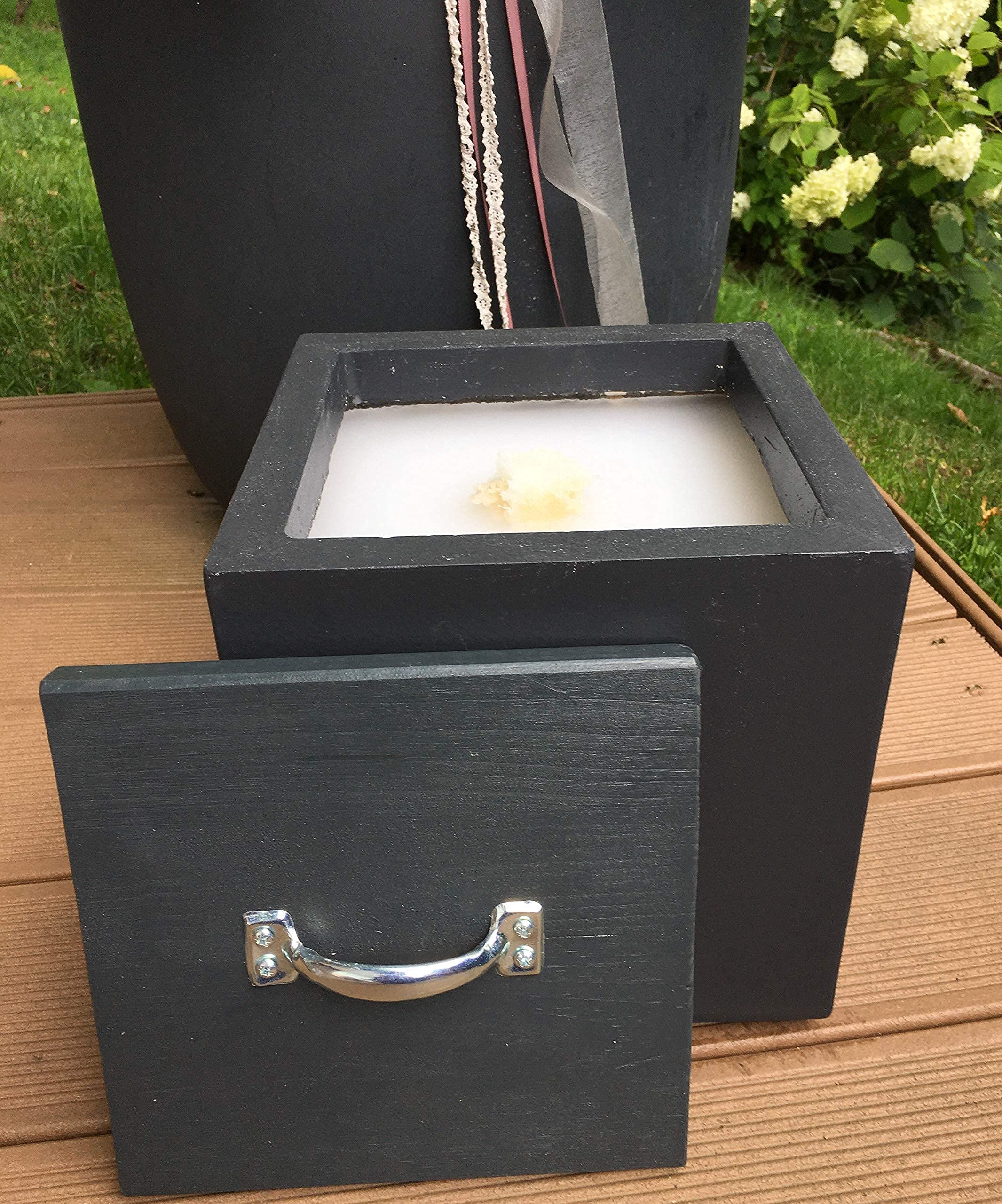 Wachsfresser | Kerzenfresser | Schmelzlicht m. Dauerdocht & Dochthalter | Cube Würfel XXL | 23x23x23 cm |Outdoor Kerze | anthrazit weiß Sand grau Rost Terrakotta schwarz