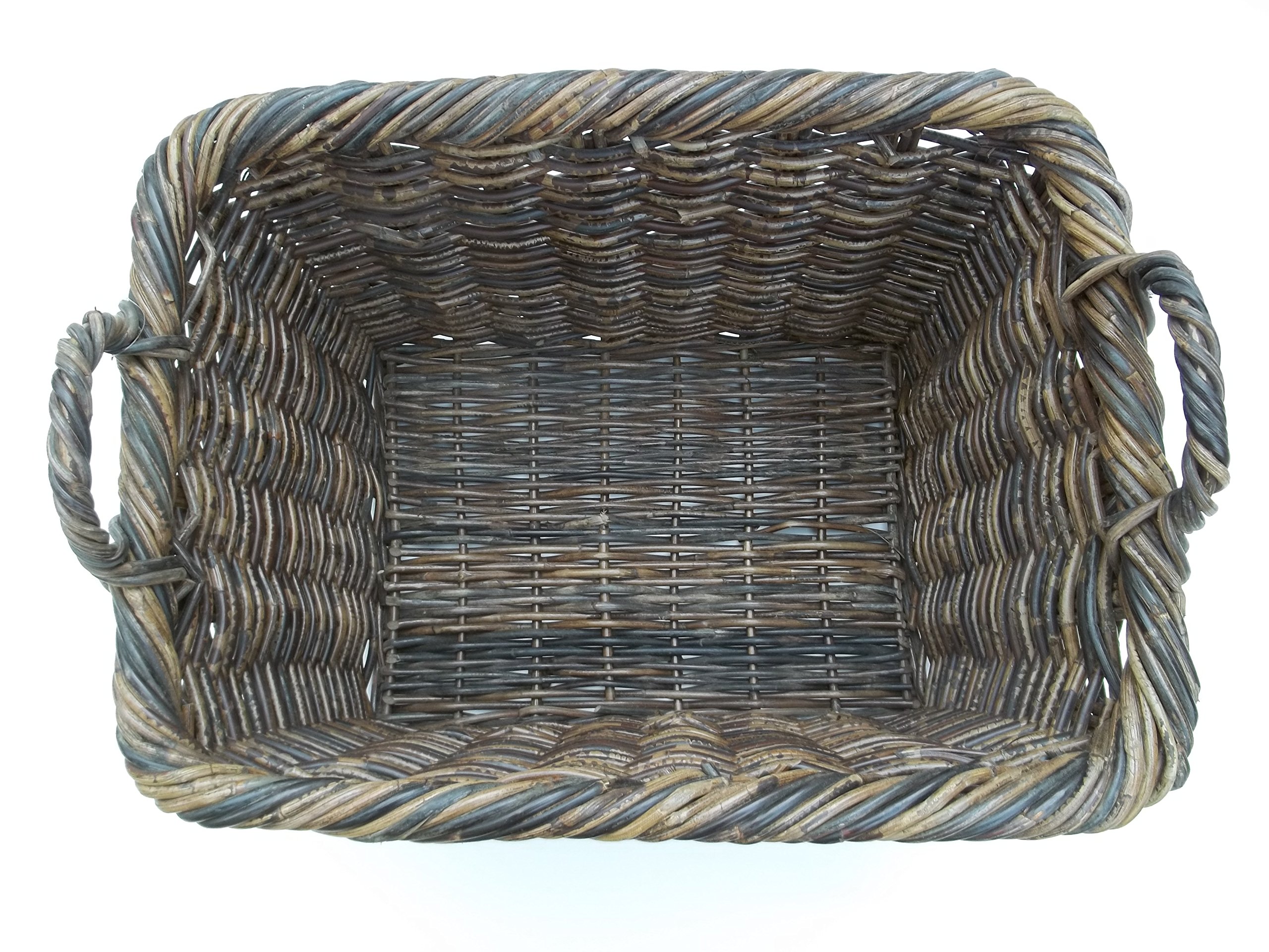 Kaminkorb, Holzkorb, Erntekorb aus Rattan-Peddigrohr, braun
