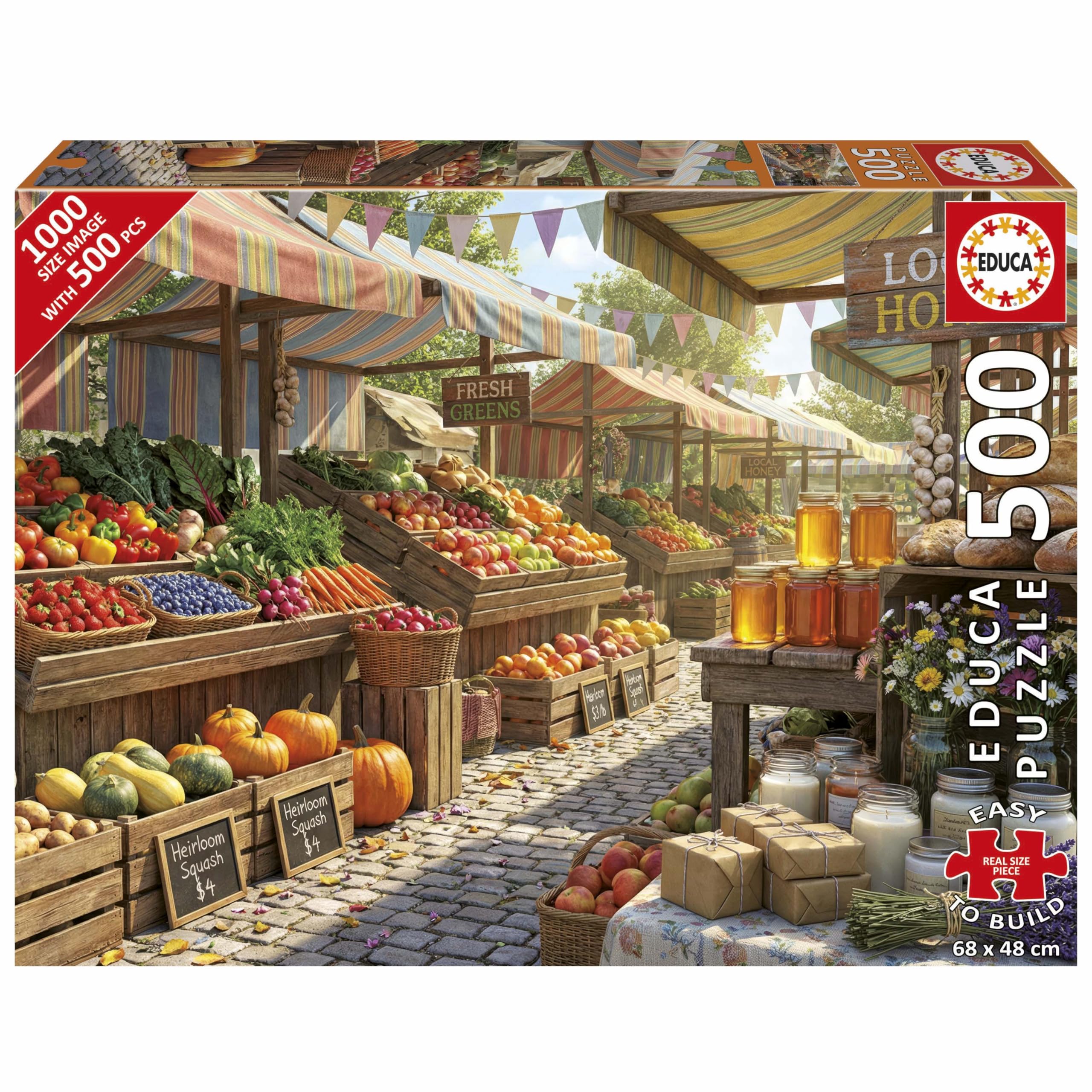 Educa - Puzzle Infantil de 500 Piezas Plus | Mercado Soleado | Medidas: 48 x 34 cm | A Partir de 11 años (20585)