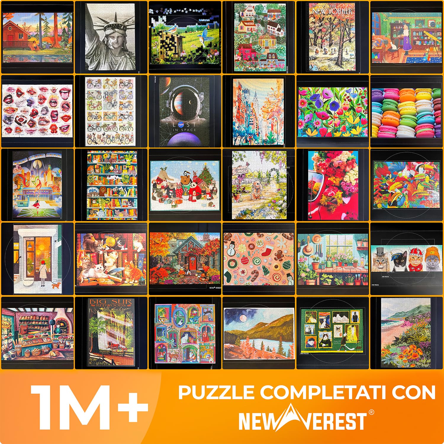 Tappetino Puzzle Newverest 117 × 66 cm, Design Arrotolabile Per Le Tue Serate Di Gioco, Fino a 1500 Pezzi, Poliestere Liscia con Base Antiscivolo, 3 Vassoi, Borsa con Cerniera