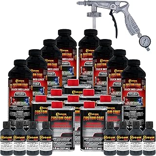Custom Coat Federal Standard Color # 36118 Battleship Dark Gray T89 Urethane Spray-On Truck Bed Liner, 2 Gallon Kit with Spray Gun and Regulator - Durable Textured Protective Coating - Easy Mix