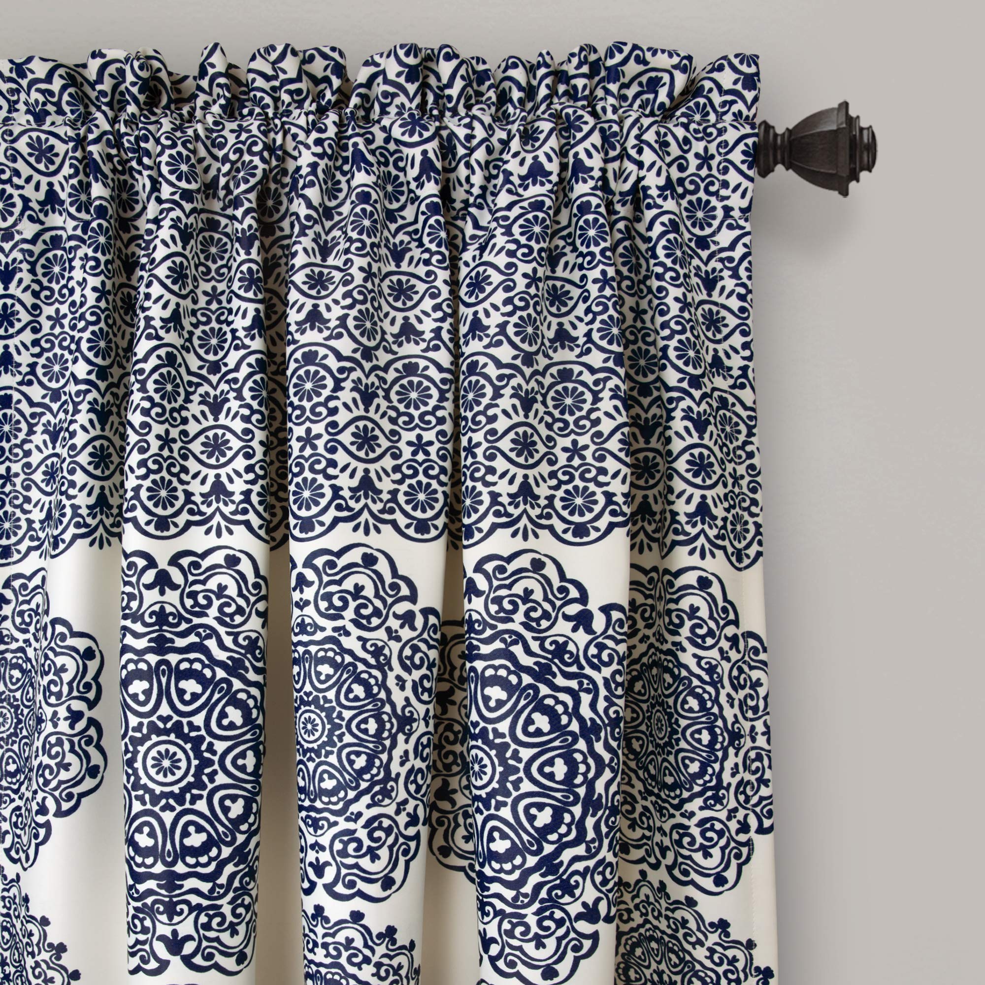 Lush Decor Stripe Medallion Curtains Fabric Mandala Bohemian Damask Print Room Darkening Window Panel Set for Living Dining - Image 2