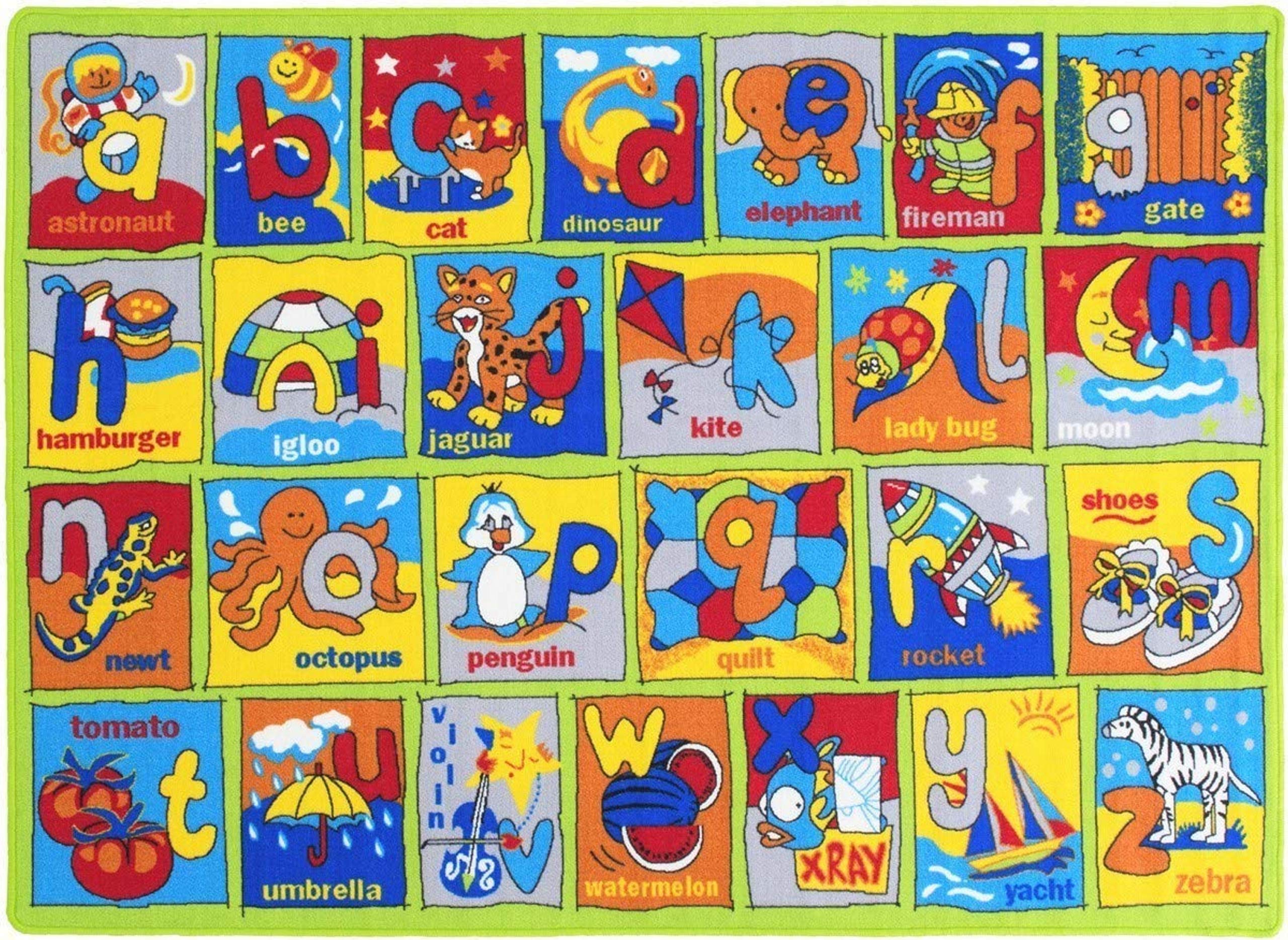 Kids Rugs for Playroom Bedroom 5x7 Boys Girls Children’s Room Décor Fun ABC Alphabet Interactive Gift for Kids Boys Girls Educational Learning Mat Rug Carpet for Nursery Décor School Playroom