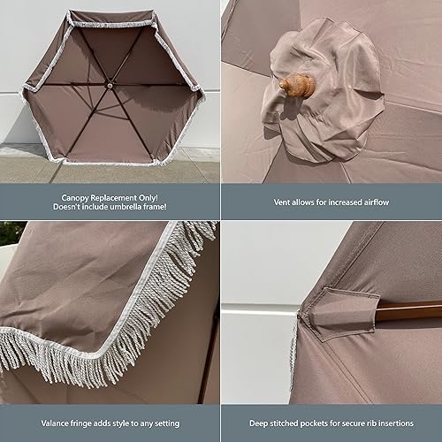 Miniatura 27 de Formosa Covers Toldo de repuesto para sombrilla de patio de 9 pies y 6 varillas – Lona superior – Protección UV 300D y tela resistente al agua – Dúo