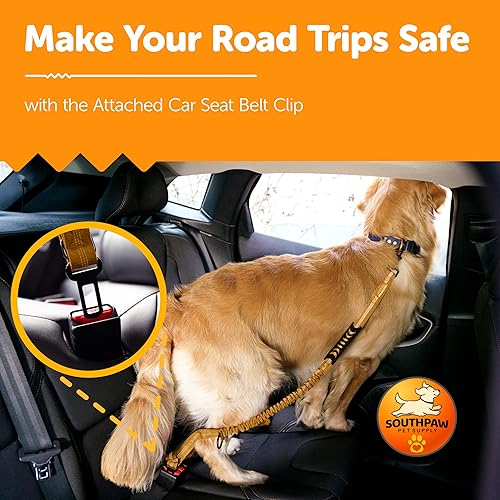 Miniatura 6 de Correa elástica para perro con absorción de golpes de 4 a 7 pies para Golden Retreivers con hebilla de cinturón de seguridad y mango acolchado