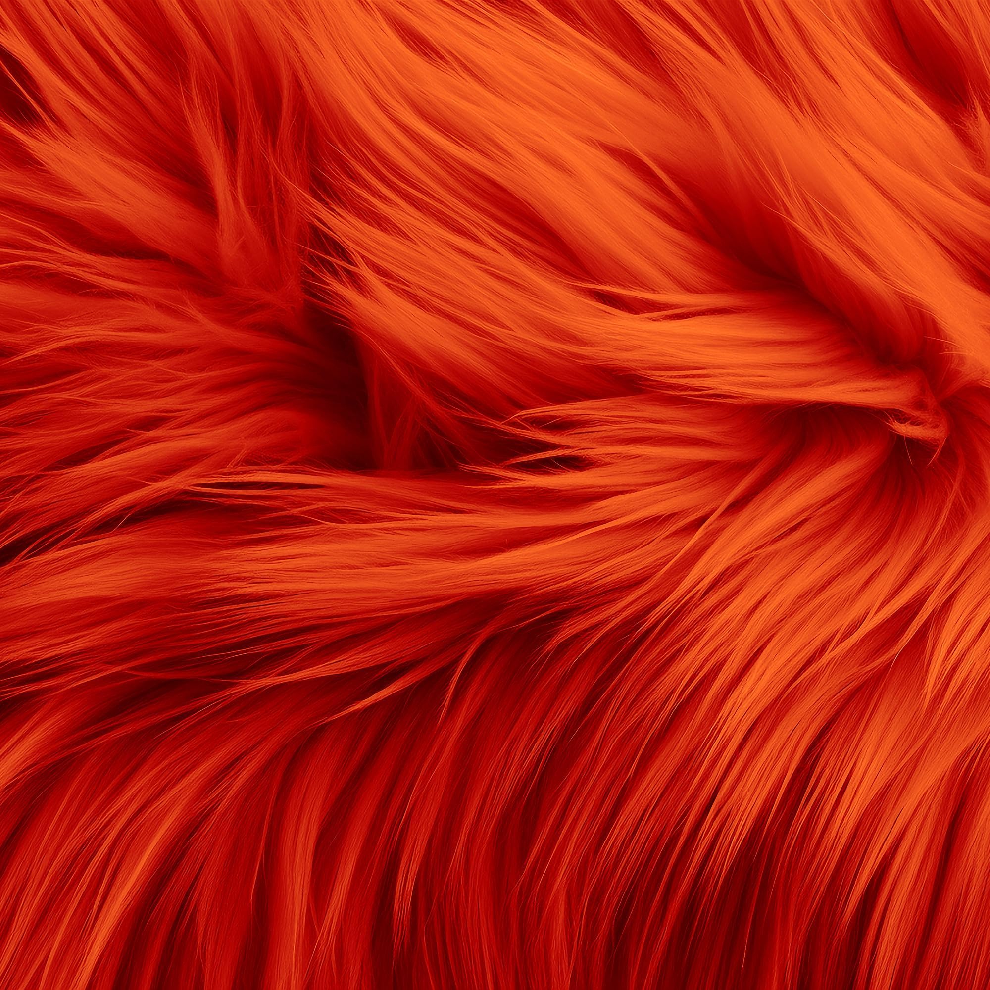 FabricLA Faux Fur Fabric | 30 inches (72cm) Round Circular Fluffy Shaggy Fabric | Use Round Faux Fur for Carpet, Bedroom, Christmas Decoration Orange