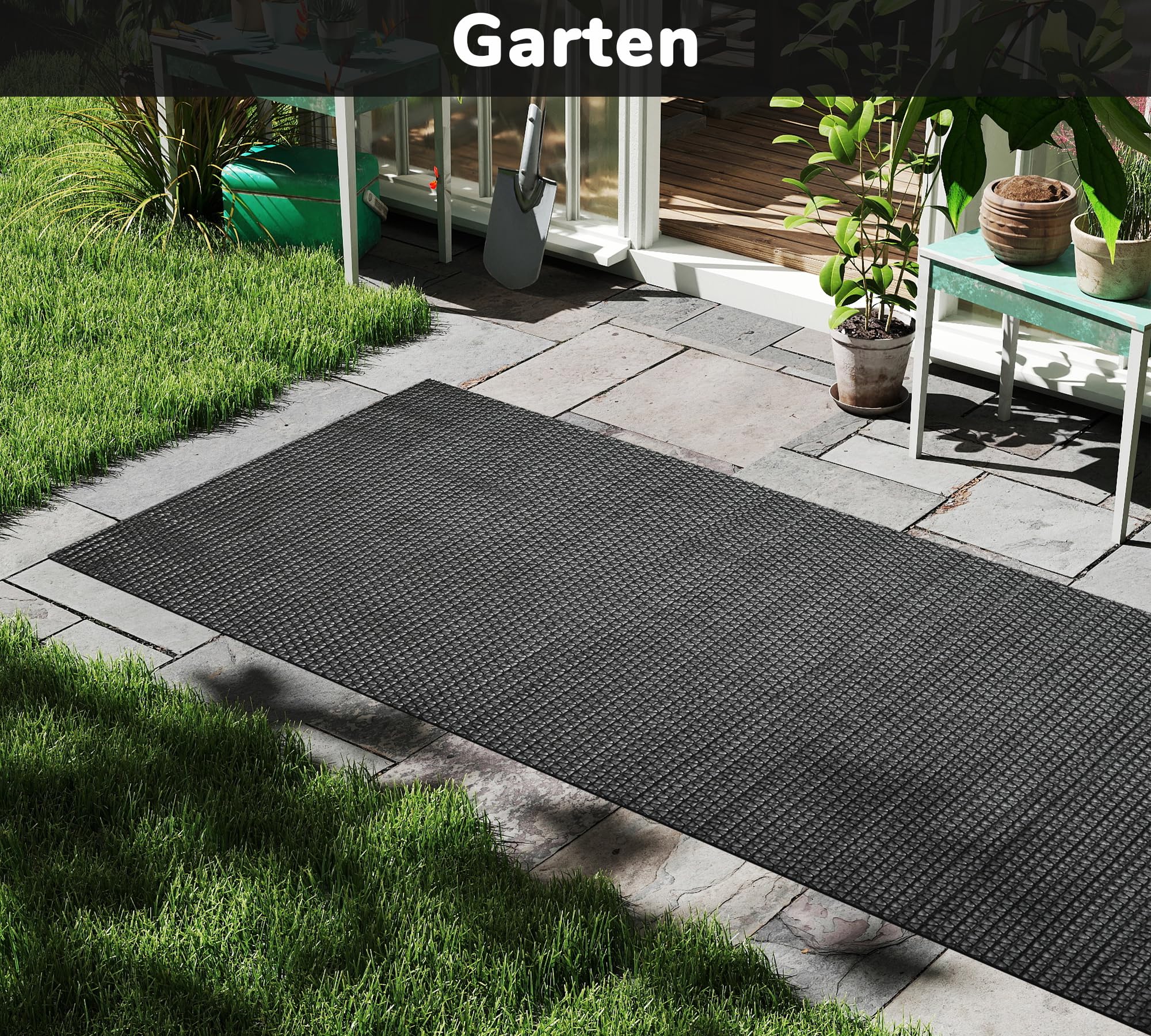 MYOYAY Drainagematte Antirutschmatte 0,9 x 5m, 5,5mm Dick rutschfeste S-Netzteppich mit Perforationen rutschfeste Badematte Geeignet für Badezimmer Garage und Flur (Schwarz)