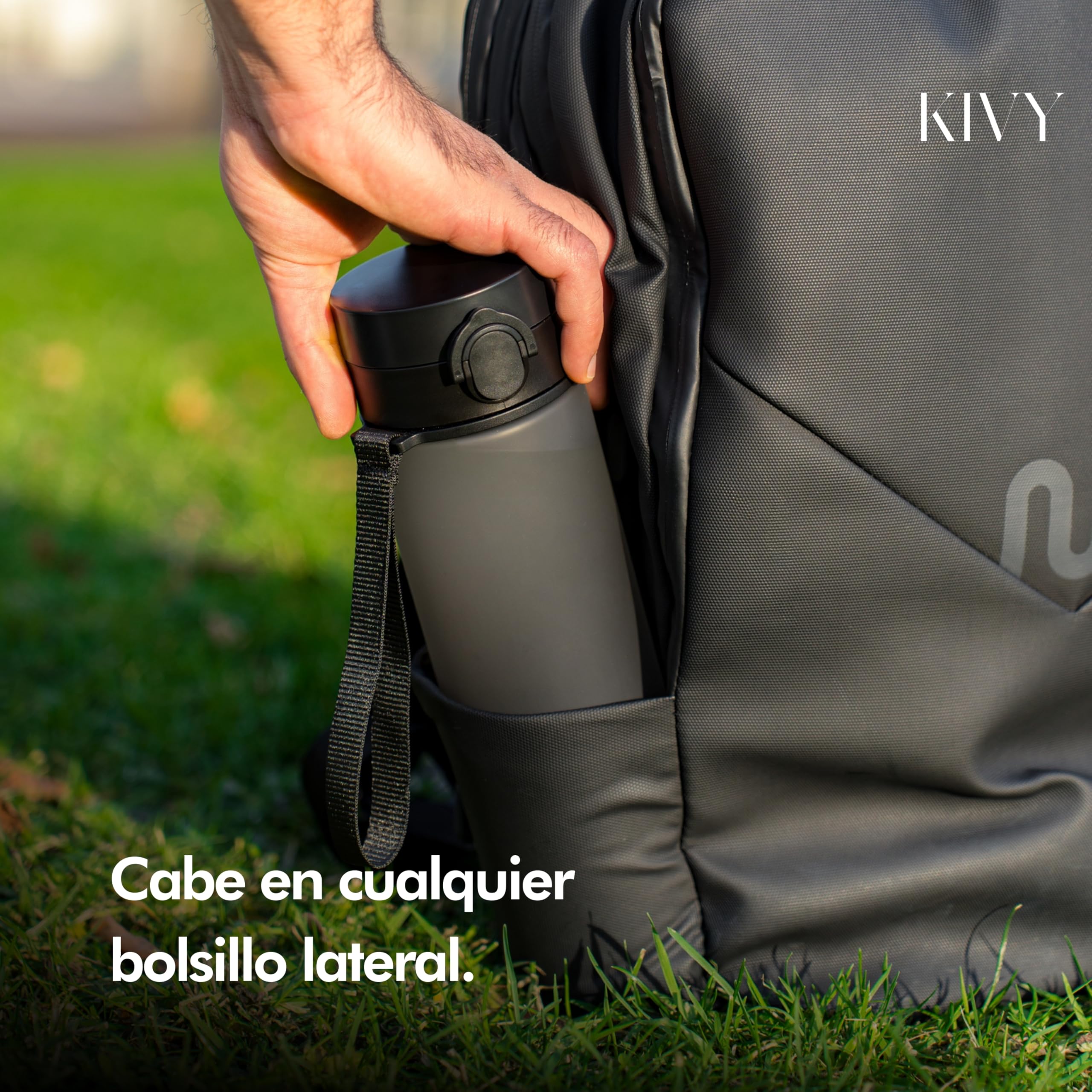 KIVY Tritan Botella de Agua 1L [IRROMPIBLE] - Water Bottle Sin BPA para Gimnasio, Gym & Deporte - Garrafa Reutilizable de Plástico Apto Lavavajillas - Cantimplora Deportiva, Oficina y Escuela - Blanco — view 7