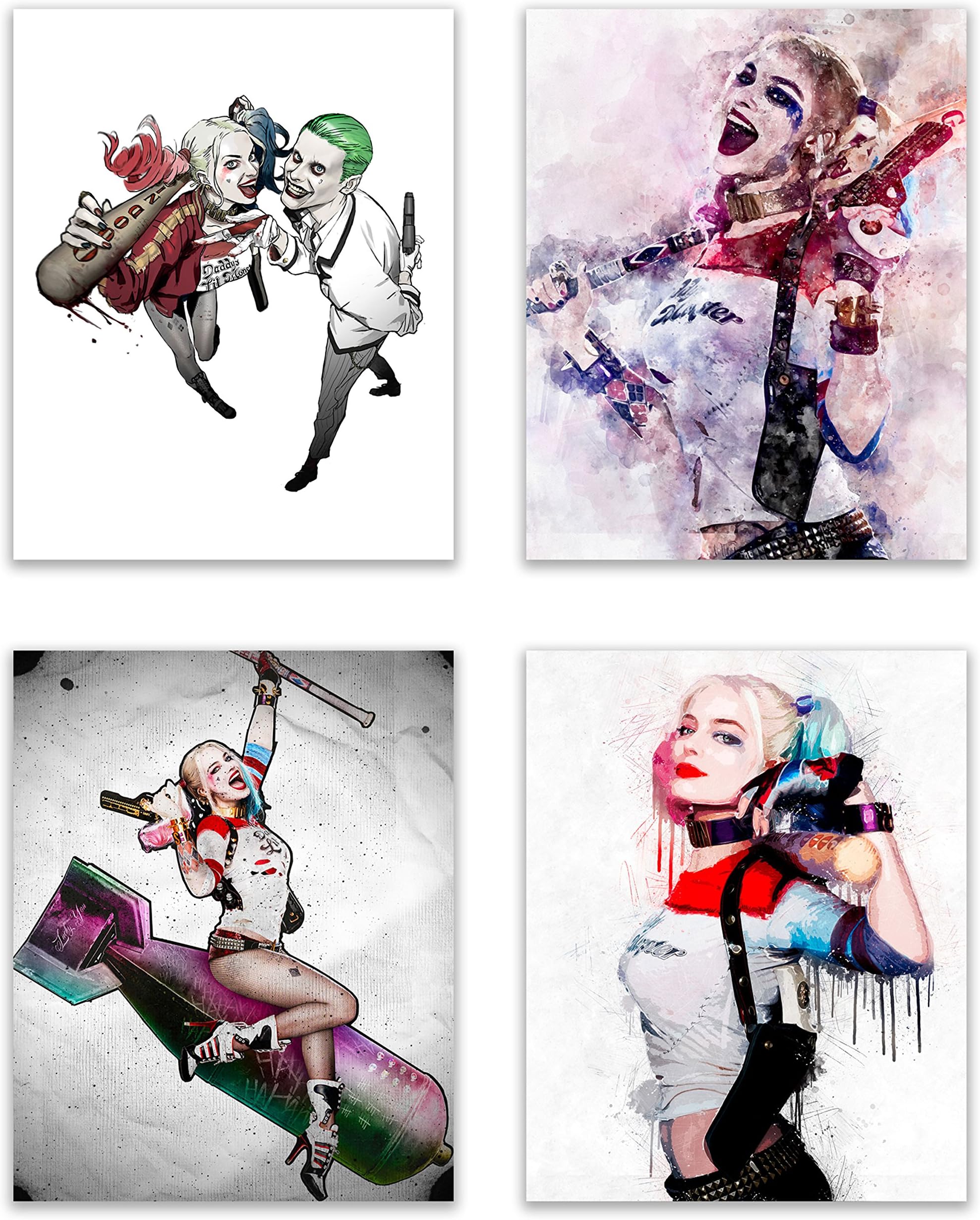 Harley Quinn - Suicide Squad Movie Pop Art Deluxe Poster Collection - Margot Robbie as the DC Comic Book Icon and Girlfriend of the Joker in this Art Print Series - Set of 4 8x10 Photos