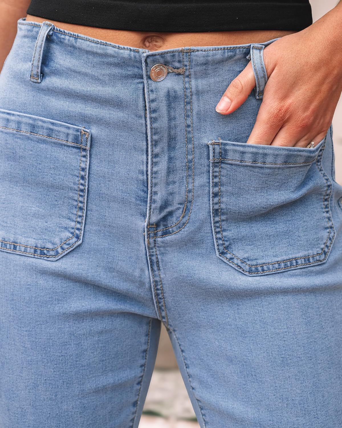 luvamia Capris Jeans for Women Trendy High Waisted Patch Pocket Casual Summer Cropped Stretchy Denim Skinny Capri Pants - Image 7